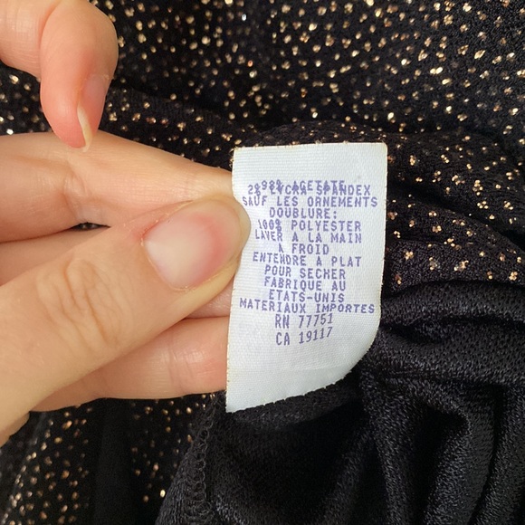 Vintage Betsey Johnson Black & Gold Rhinestone Gown sz P - Picture 10 of 11